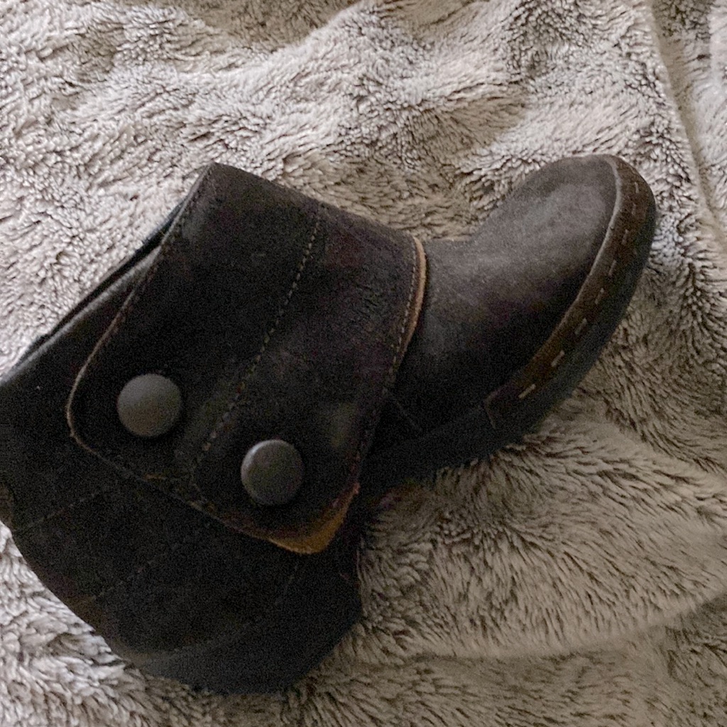 Brown Suede Button Clogs